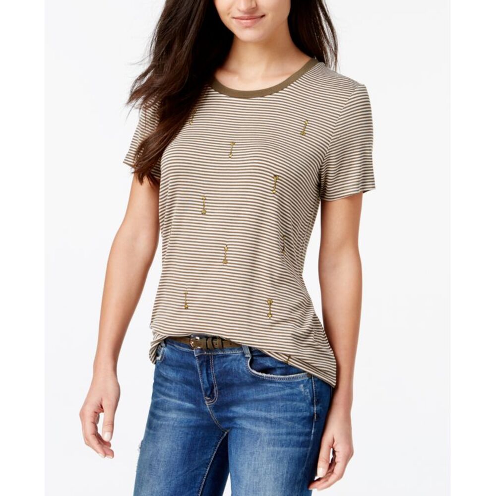 Carbon Copy Striped Arrow Embroidered T-Shirt